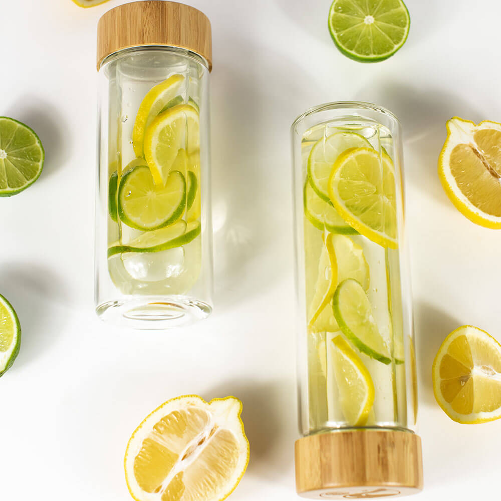 Blossom Glass Fruit & Tea Infuser Bottle Glass Water Bottles