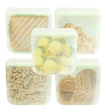 purifyou Reusable Silicone Storage Snack Bags 6oz / 16oz / 32oz / 64oz Self-Seal Food Storage Container for Fruits, Vegetables, Sandwiches, Dishwasher Safe & Leak-free