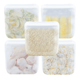 purifyou Reusable Silicone Storage Snack Bags 6oz / 16oz / 32oz / 64oz Self-Seal Food Storage Container for Fruits, Vegetables, Sandwiches, Dishwasher Safe & Leak-free