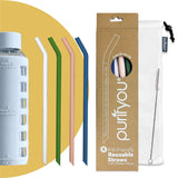 purifyou Reusable Silicone Straws - Long, Slender, & Kids Sizes, Eco-Friendly, BPA-Free, Durable & Flexible