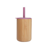 Let's Make 1pc Wooden Water Bottle for School Kids, Silicone Soft Straw Cup, Children's Learning Drinkware, Baby Feeding Bottle