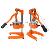 Manual Hand Press Citrus Juicer with Cast Iron Construction - Orange or Dark Gray