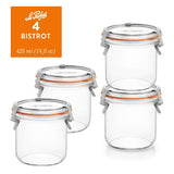 Bistrot Glass Jars with Airtight Clip Lids – Set of 4