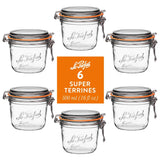 Le Parfait Super Terrines, French Glass Canning Jars with Wire-Bail Clamp Lid
