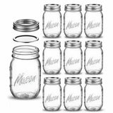 Paksh Novelty Mason Jars 16oz Regular Mouth Glass Canning 5 Pack Clear Silver