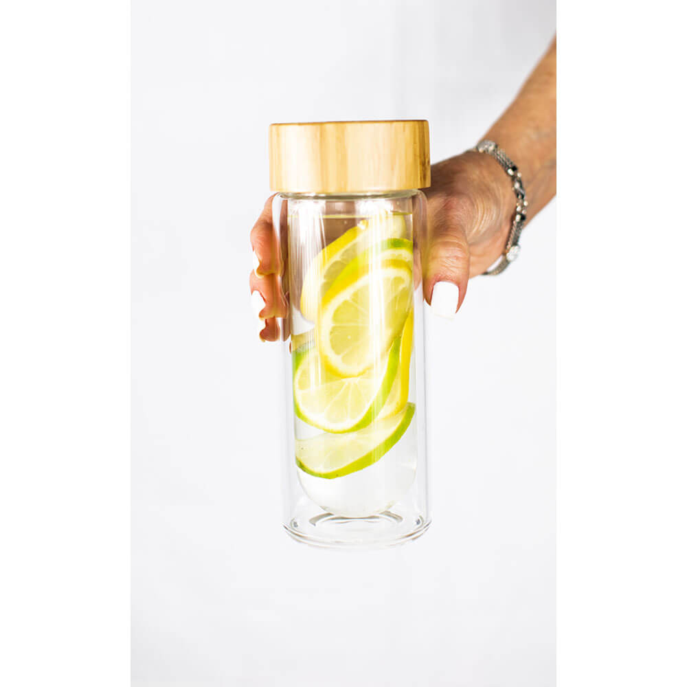 Blossom Glass Fruit & Tea Infuser Bottle Glass Water Bottles