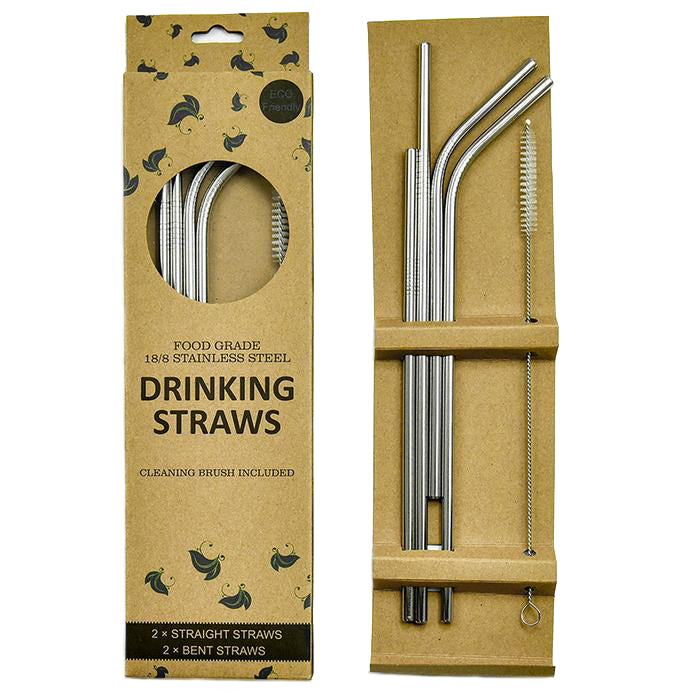 Stainless Steel Straw 4-Piece Set