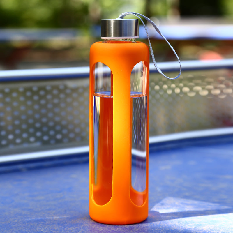 Step-It-Up Glass Water Bottle  Eco-Friendly Glass Reusable Water