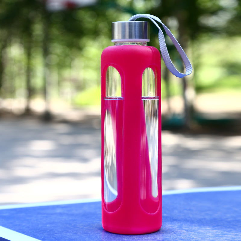 Step-It-Up Glass Water Bottle, Eco-Friendly Glass Reusable Water Bottles