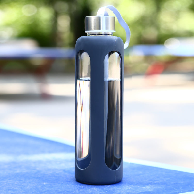 Step-It-Up Glass Water Bottle, Eco-Friendly Glass Reusable Water Bottles